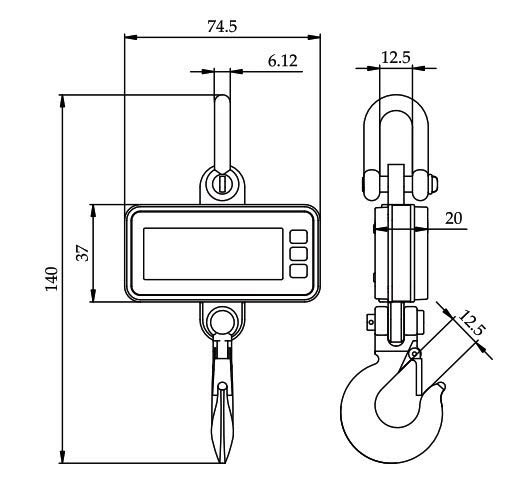 ocs-s1 crane scale dimensions